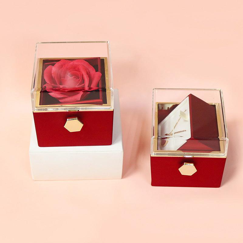 Rotating Rose Jewelry Gift Box – Creative Valentine's Gift for Women.