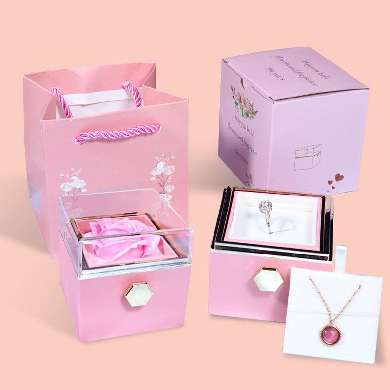 Rotating Rose Jewelry Gift Box – Creative Valentine's Gift for Women.