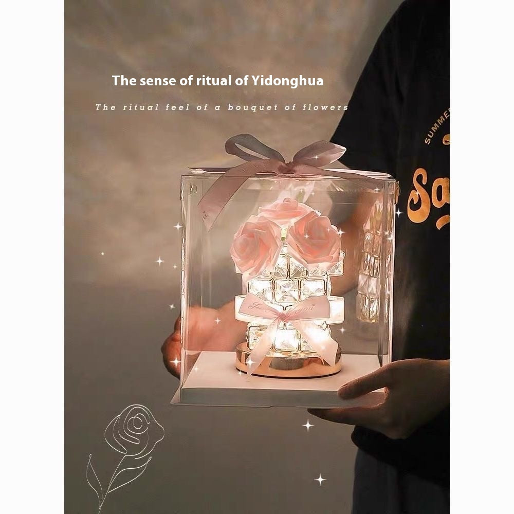 Gift Rose Cube Atmosphere Table Lamp